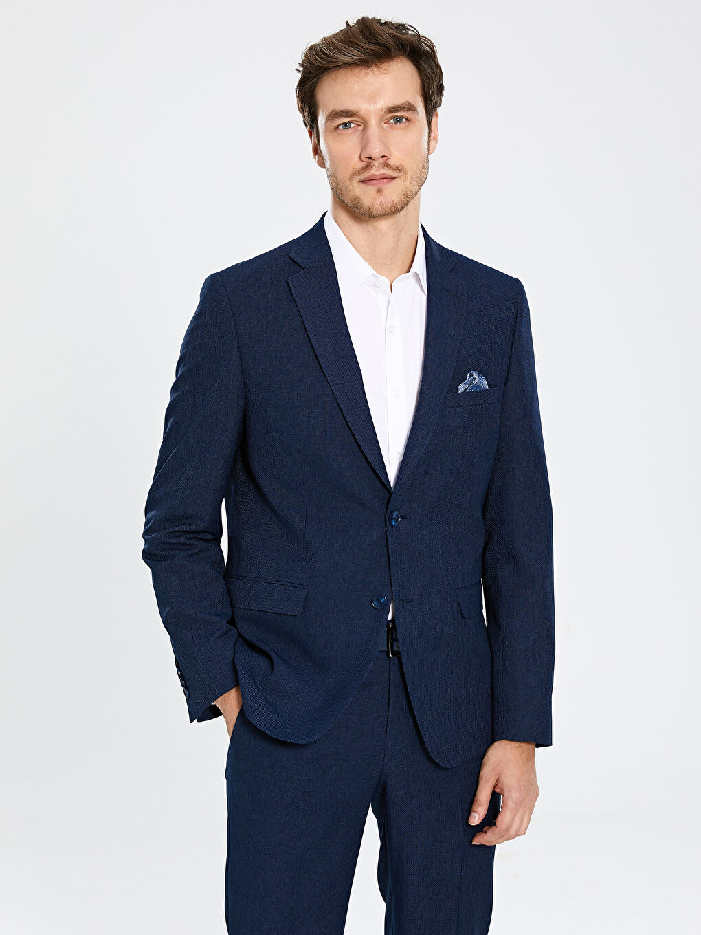 Lacivert Standart Kalıp Erkek Blazer Ceket
