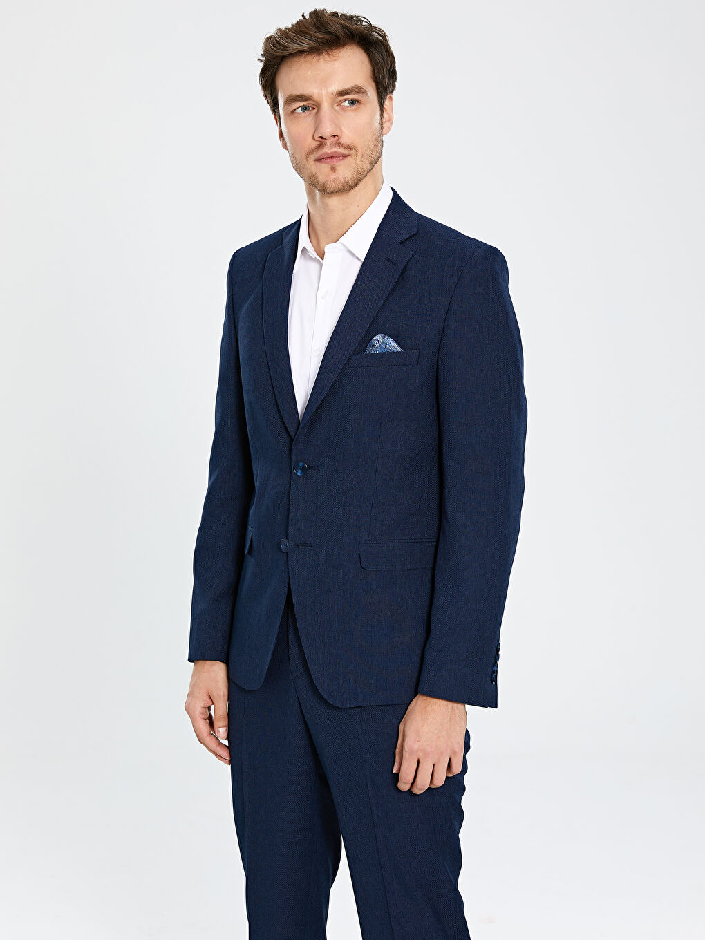 Lacivert Standart Kalıp Erkek Blazer Ceket-1
