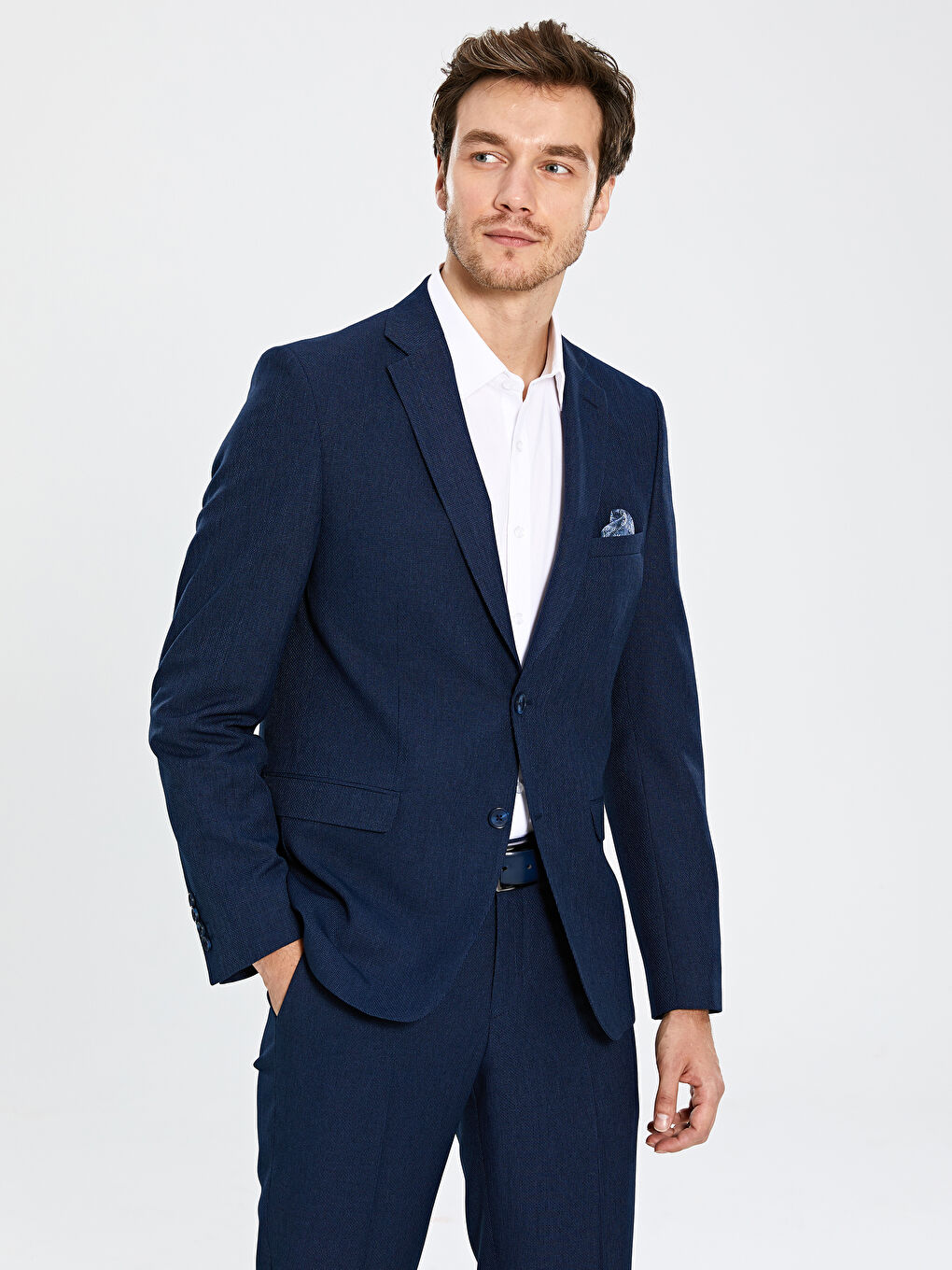 Lacivert Standart Kalıp Erkek Blazer Ceket-2