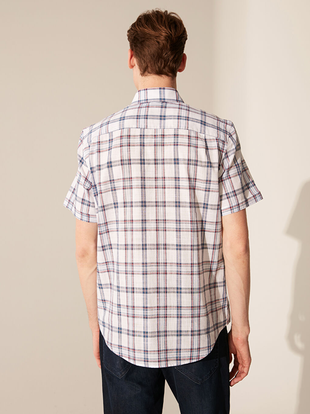 Стандартная посадка Рубашка с коротким рукавом из поплина в клетку-2