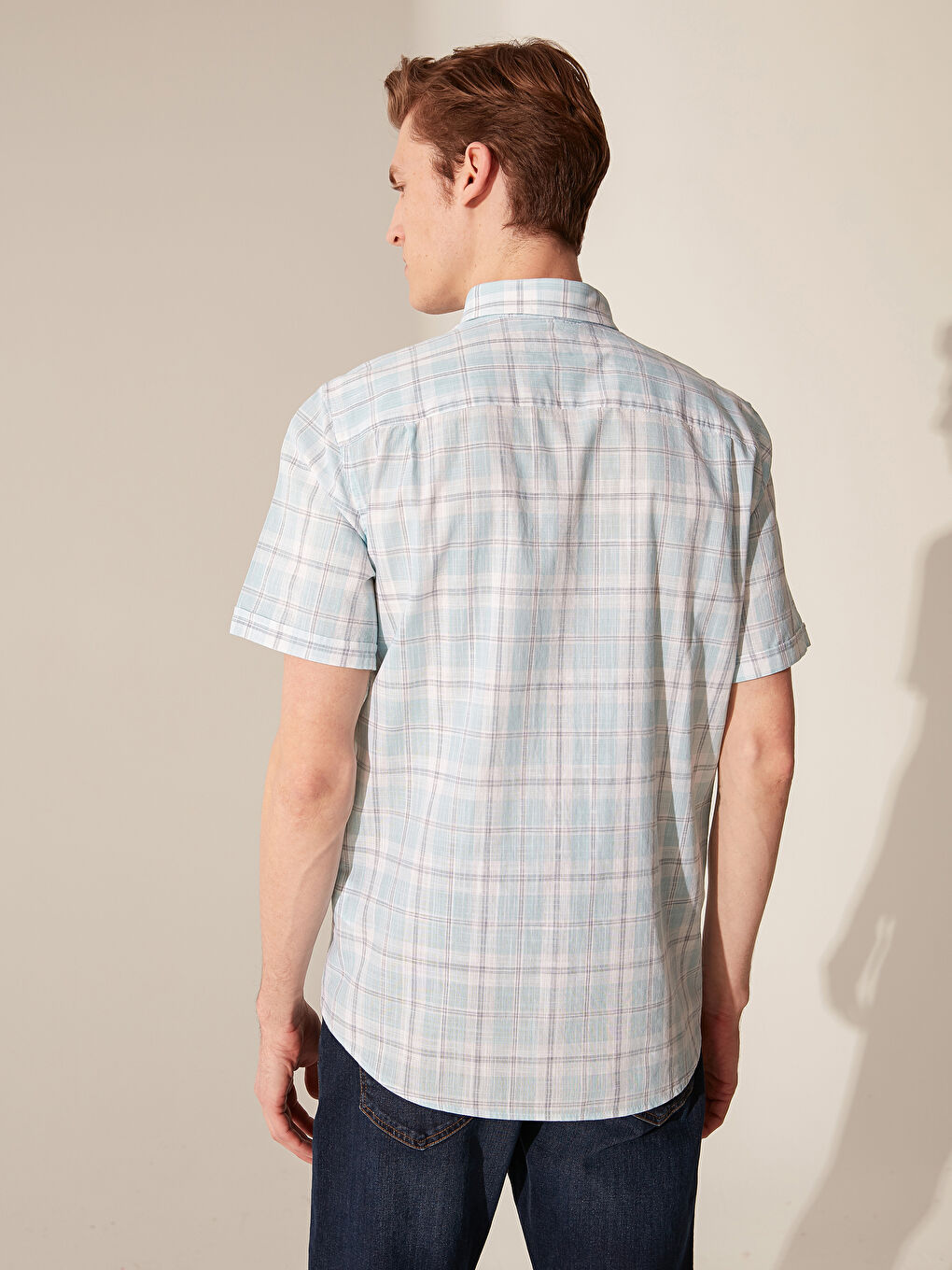 Turkuaz Regular Fit Ekose Kısa Kollu Gömlek-2