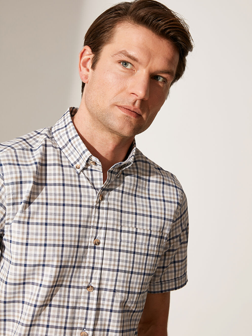 Bej Oxford Erkek Gömlek-2