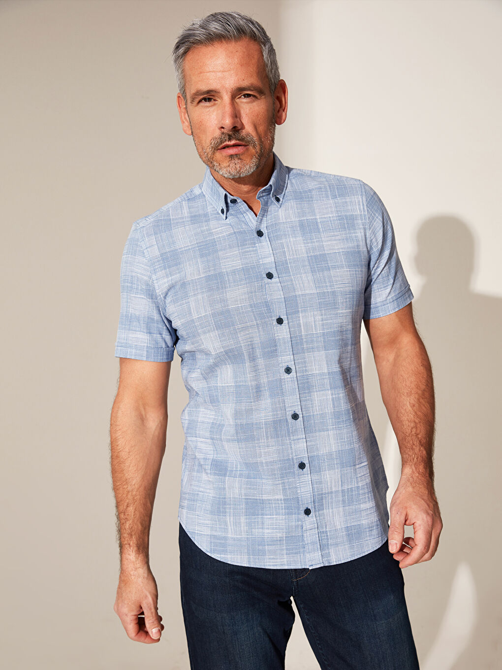 İndigo Poplin Erkek Gömlek