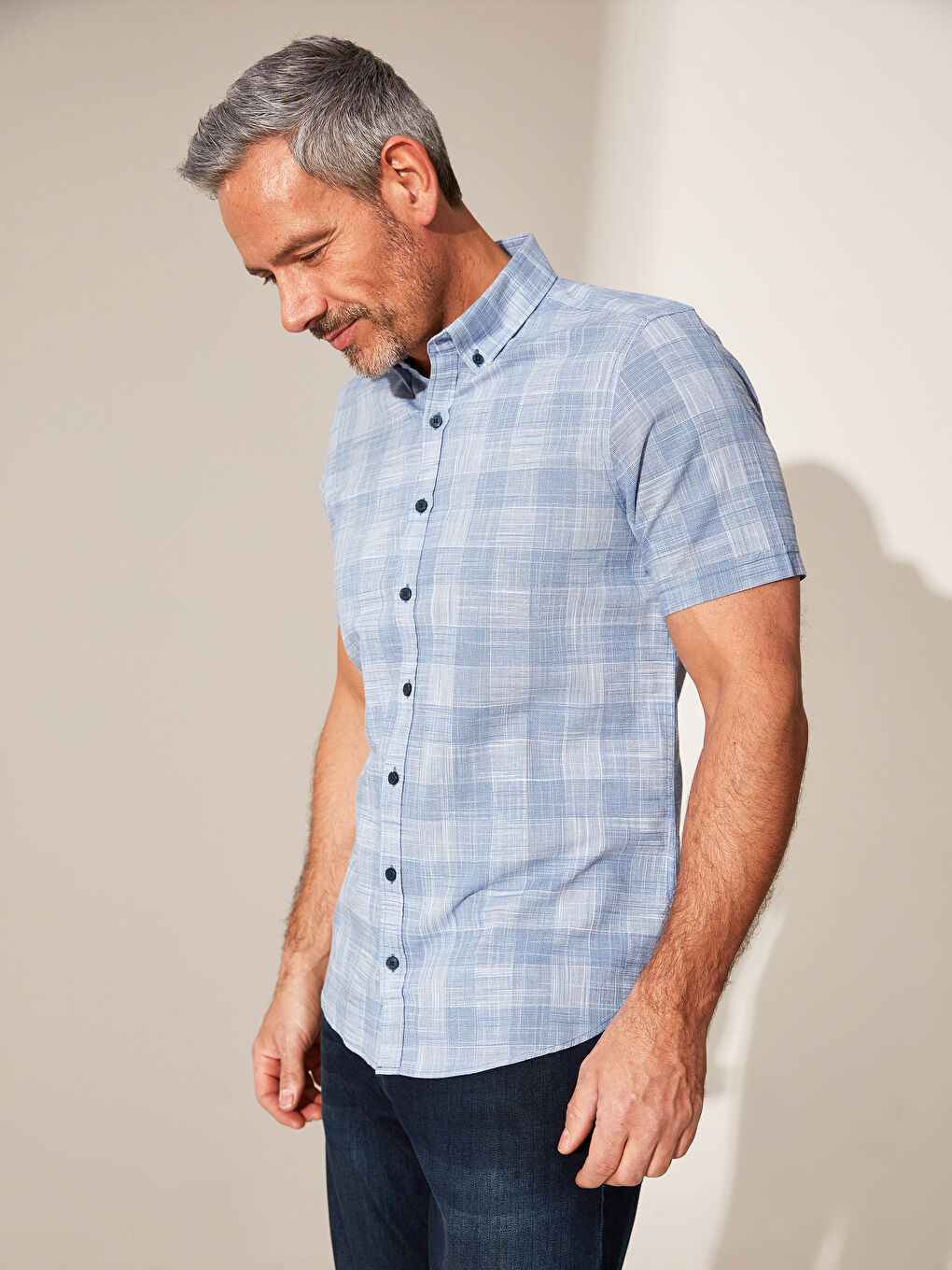 İndigo Poplin Erkek Gömlek-2