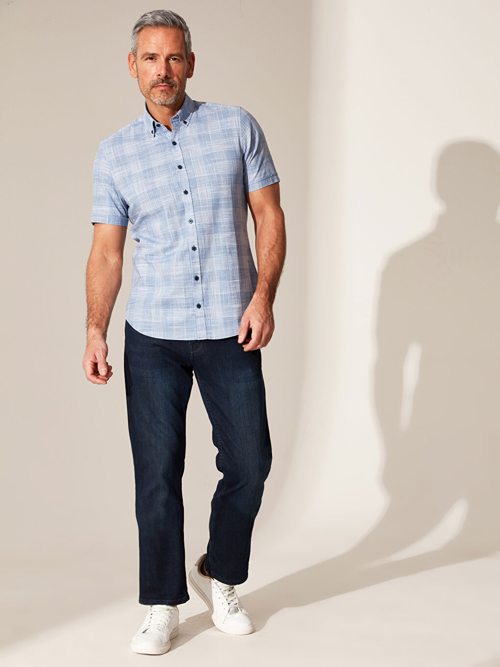 İndigo Poplin Erkek Gömlek-4