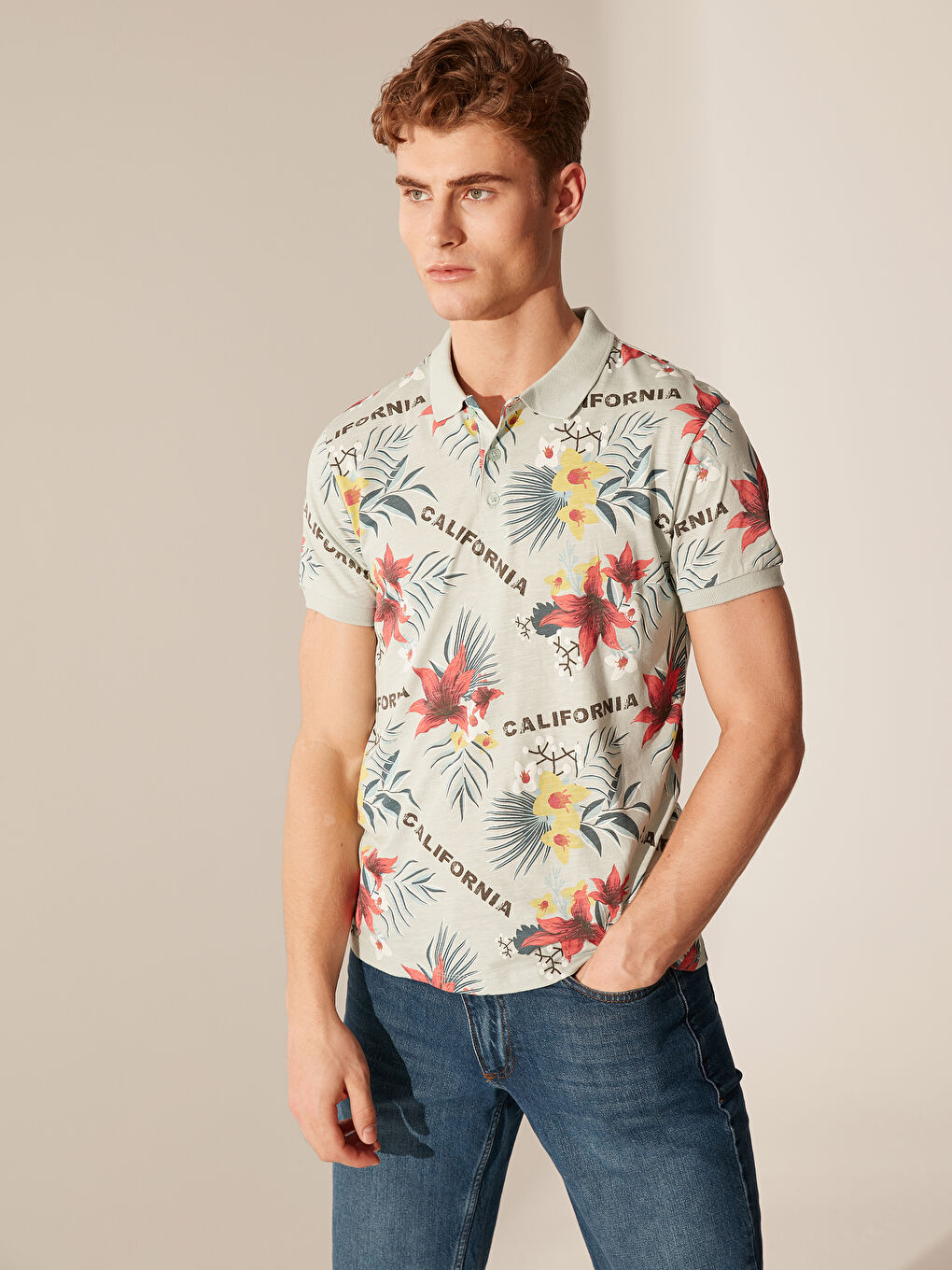 Turkuaz Penye Erkek Tişört-1