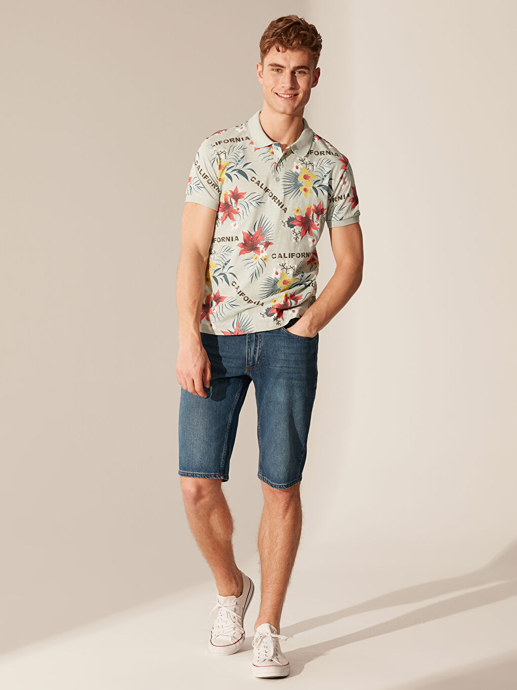 Turkuaz Penye Erkek Tişört-4