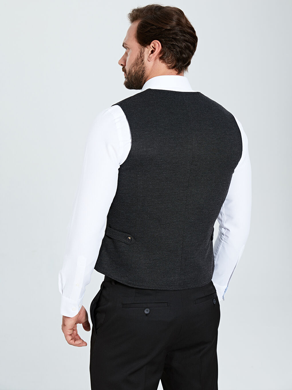 Antrasit Slim Fit Dokulu Erkek Yelek-2