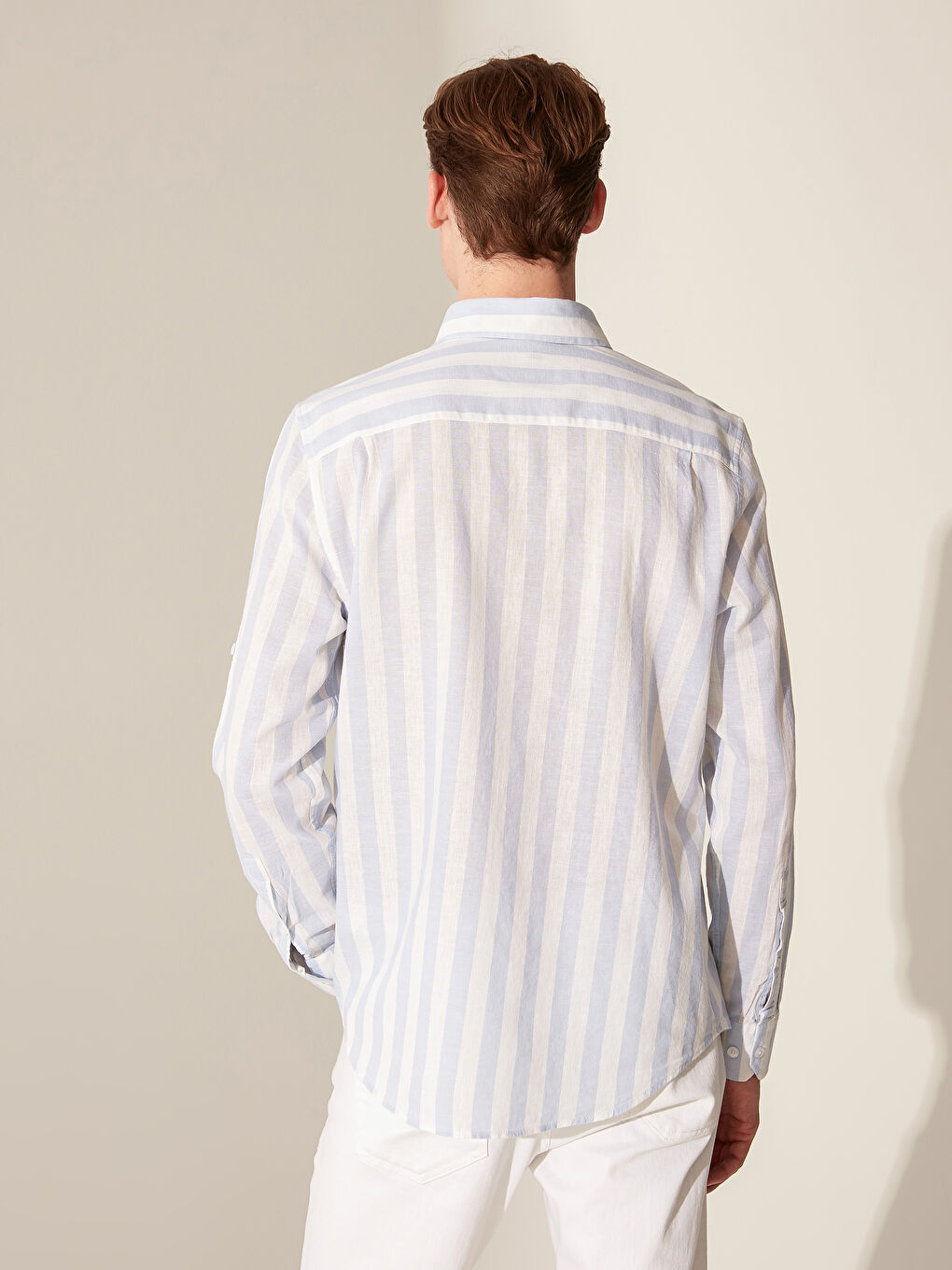 Mavi Regular Fit Keten Karışımlı Gömlek-2