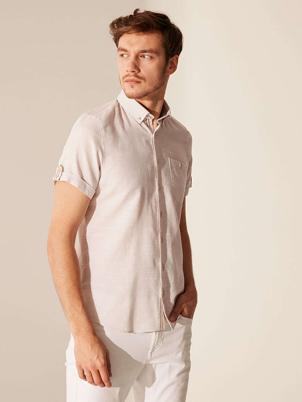 Bej Erkek Gömlek-1