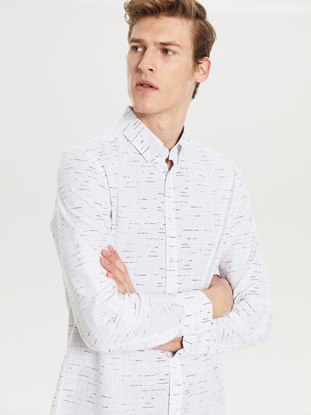 Mavi Regular Fit Desenli Uzun Kollu Poplin Gömlek-2