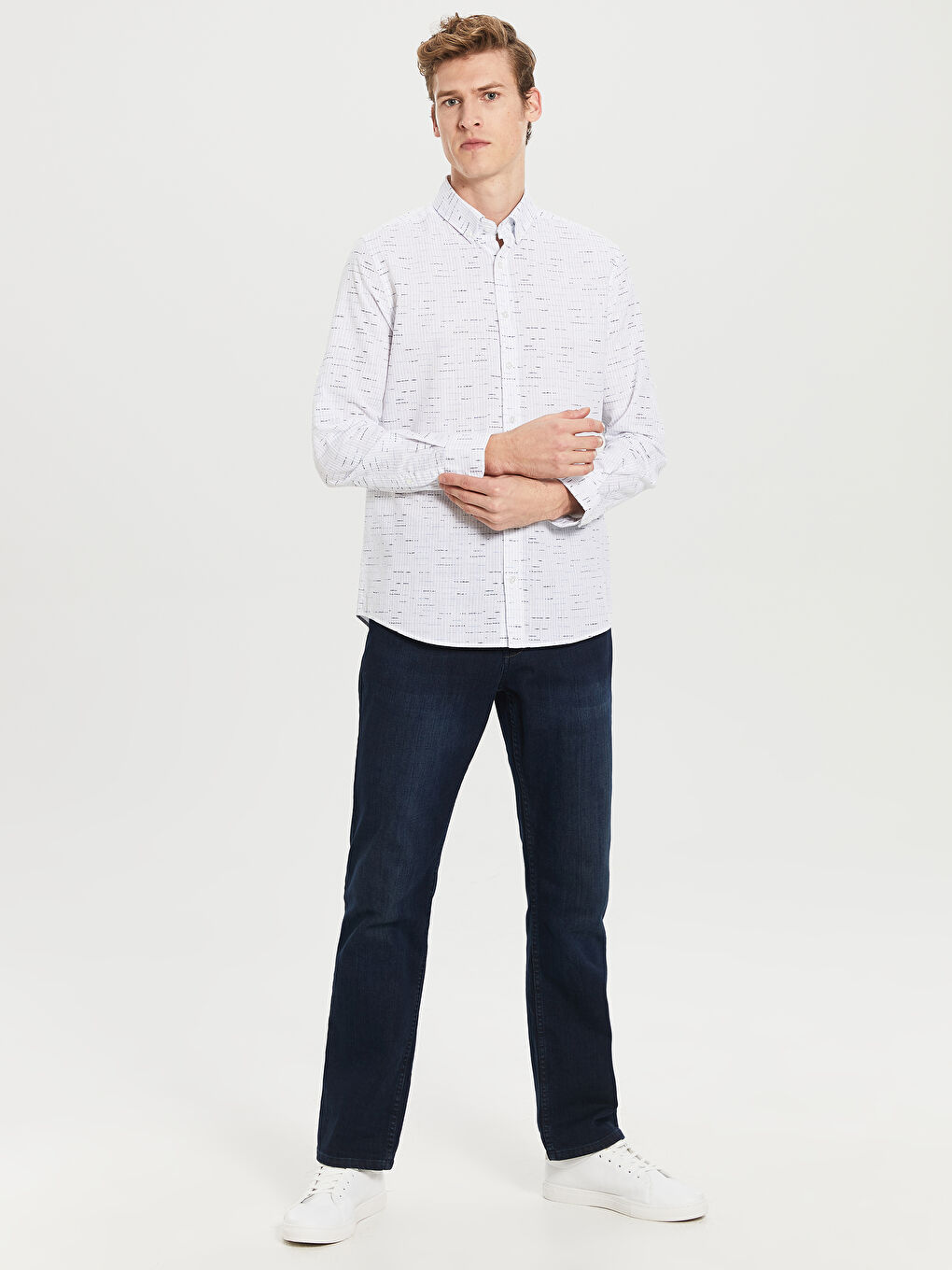 Mavi Regular Fit Desenli Uzun Kollu Poplin Gömlek-4