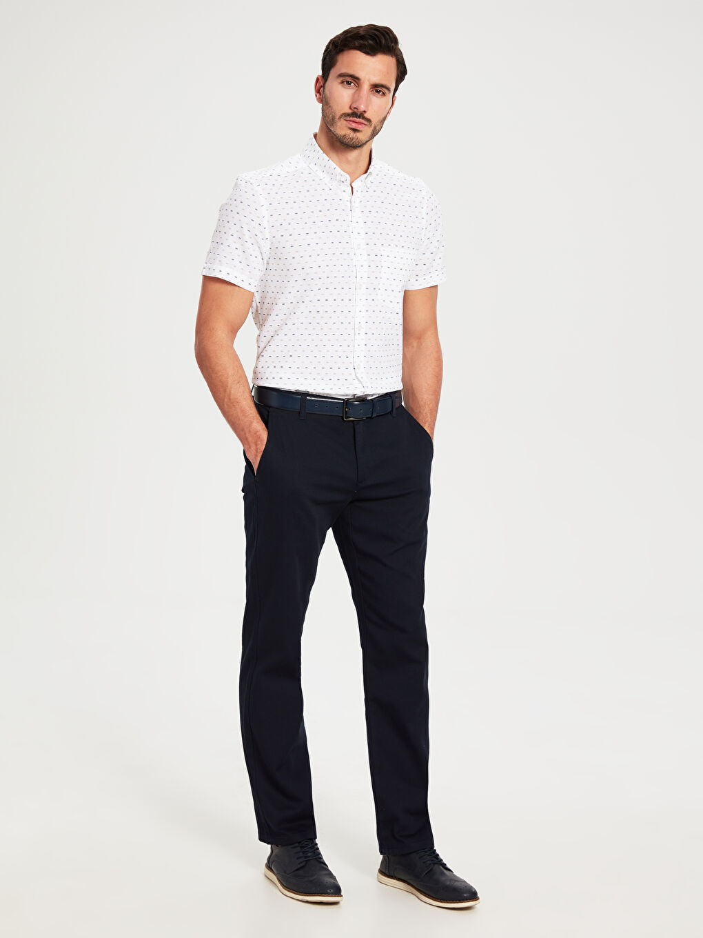 Bej Poplin Erkek Gömlek-3