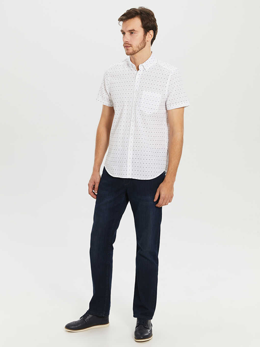 Mavi Poplin Erkek Gömlek-3