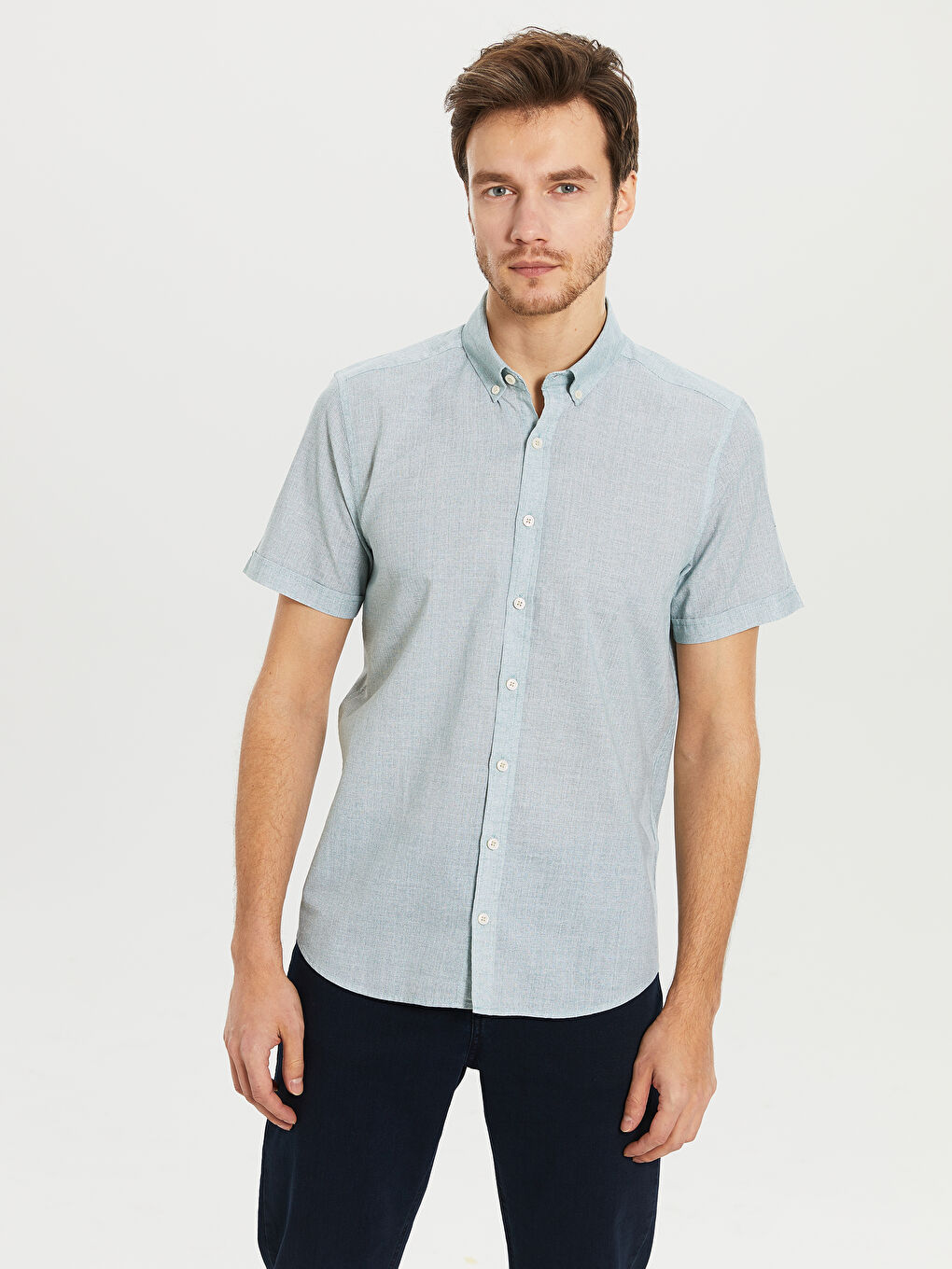 Yeşil Poplin Erkek Gömlek