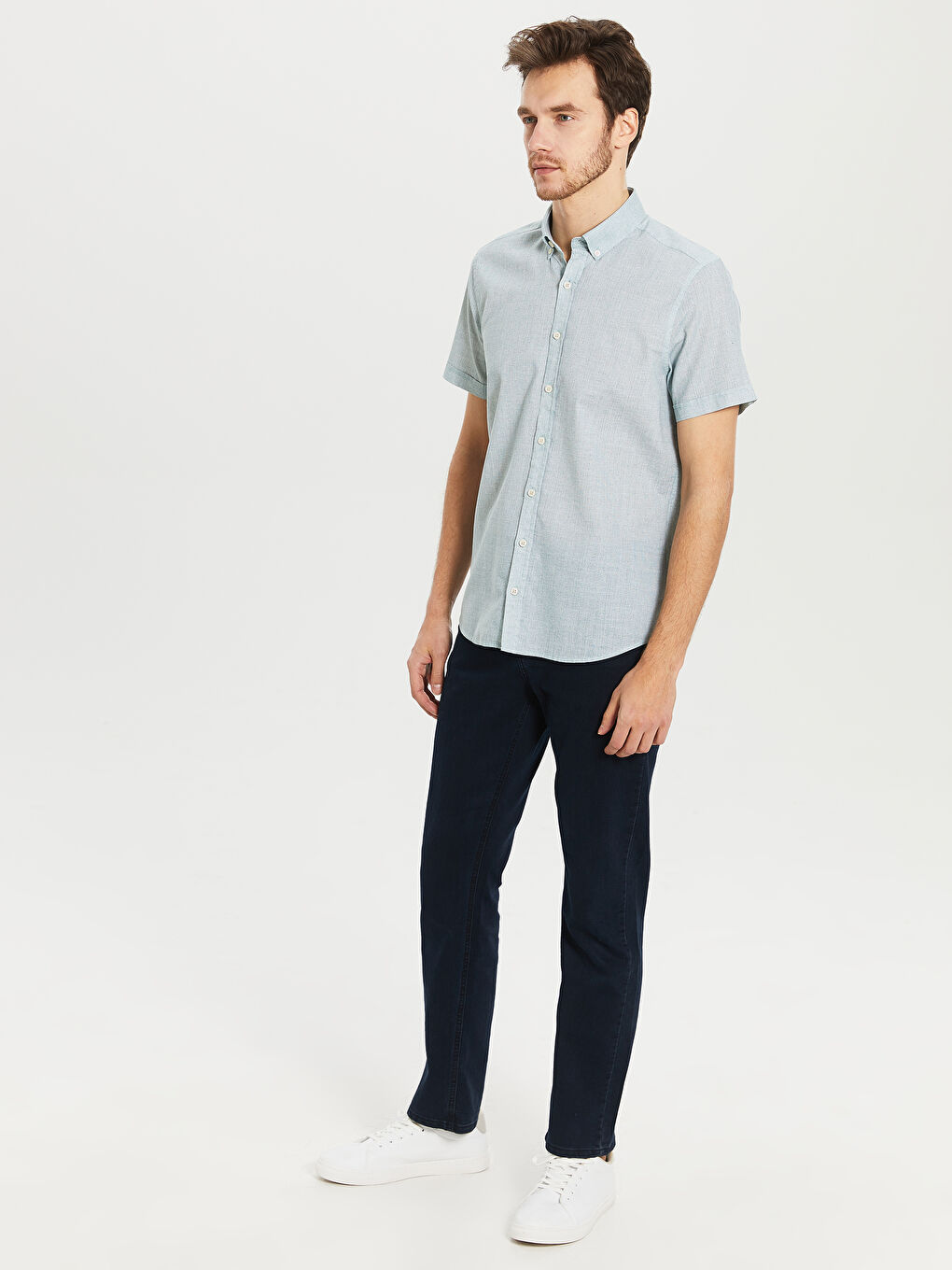 Yeşil Poplin Erkek Gömlek-3