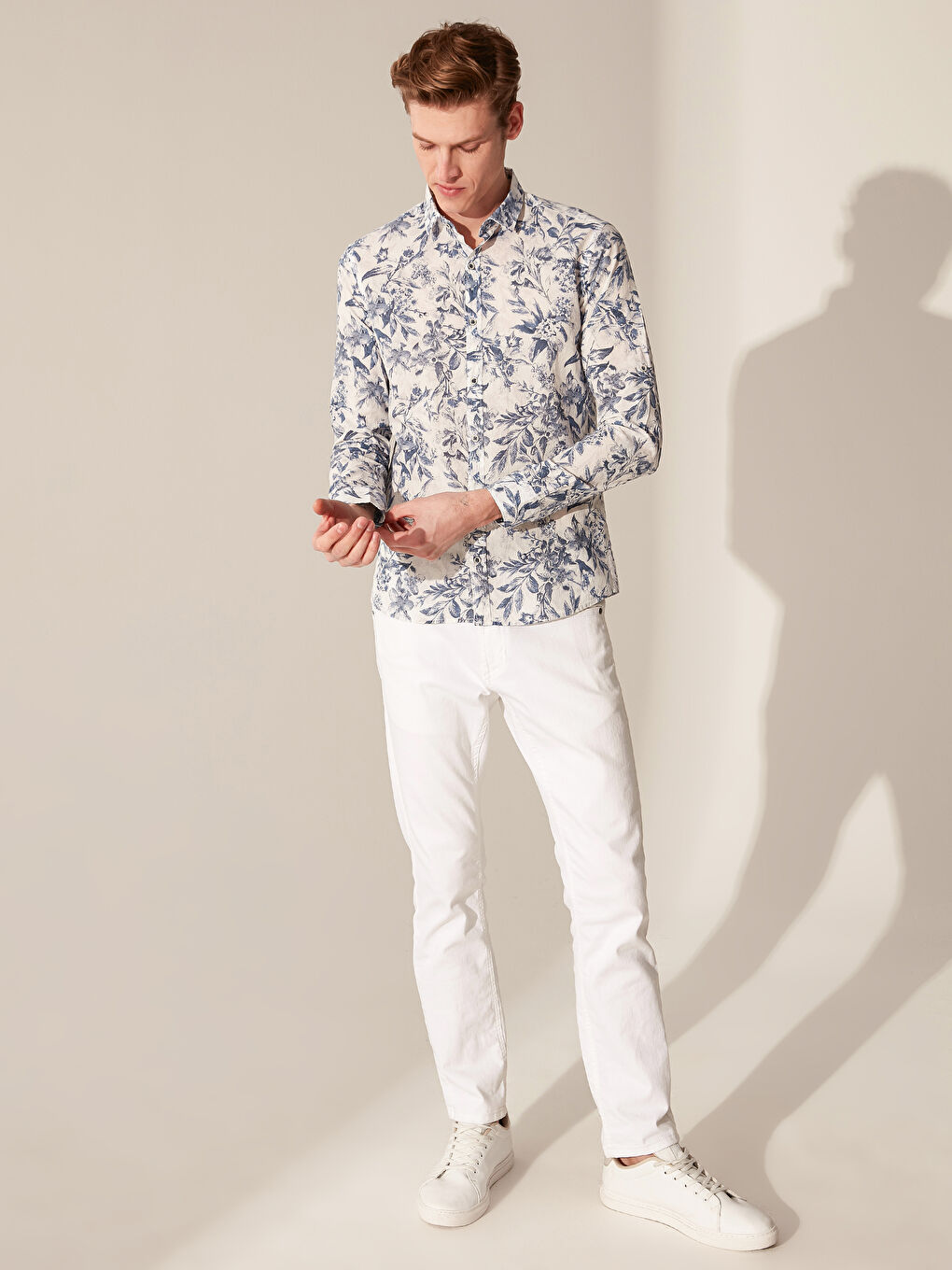 Beyaz Poplin Erkek Gömlek-3