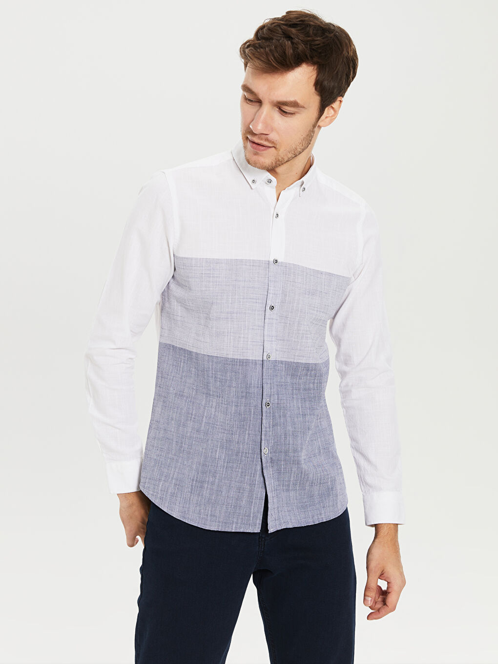 Beyaz Poplin Erkek Gömlek-1