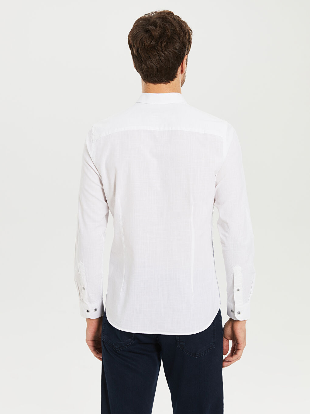 Beyaz Poplin Erkek Gömlek-2