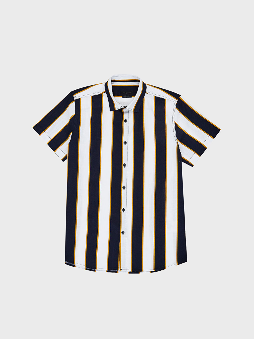 Lacivert Ekstra Slim Fit Uzun Kollu Çizgili Erkek Gömlek-1