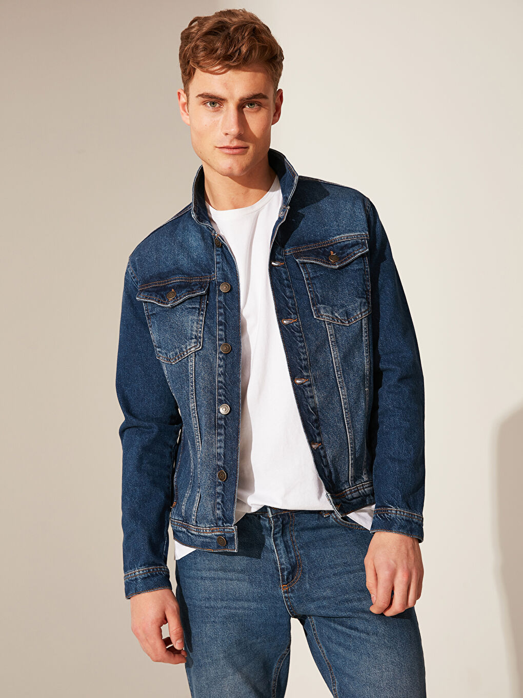 İndigo Erkek Jean Ceket