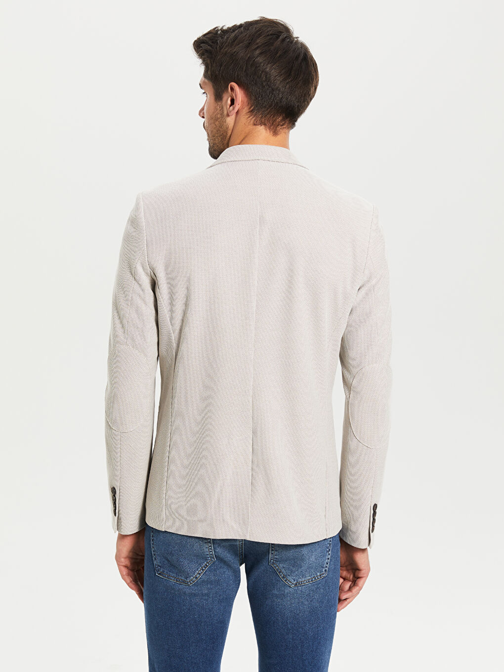 Bej Dar Kalıp Erkek Blazer Ceket-3