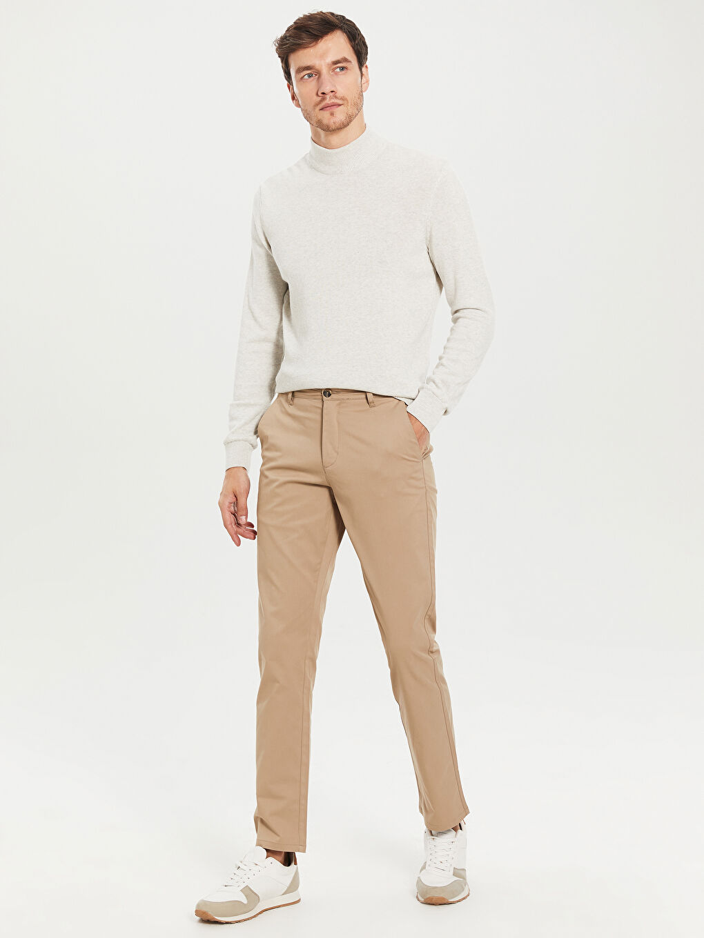 Normal Fit Gabardine Chino Trousers-4