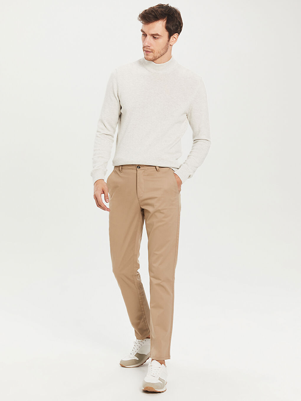 Normal Fit Gabardine Chino Trousers-5