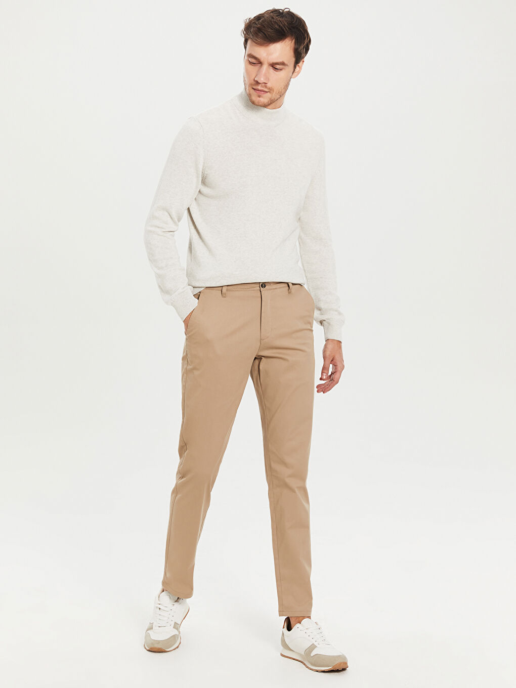 Normal Fit Gabardine Chino Trousers-6