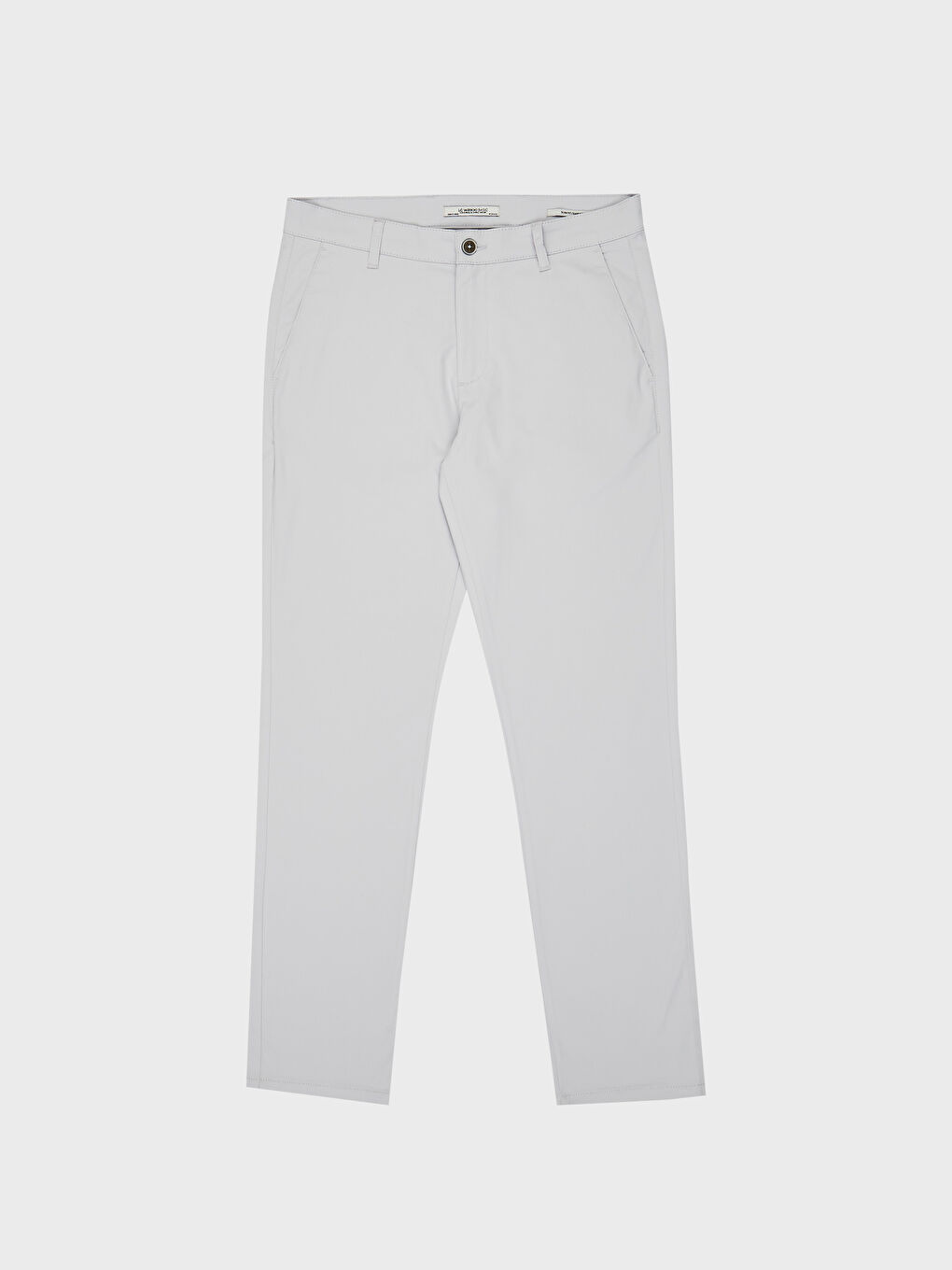Gri Dar Kalıp Gabardin Chino Pantolon-1