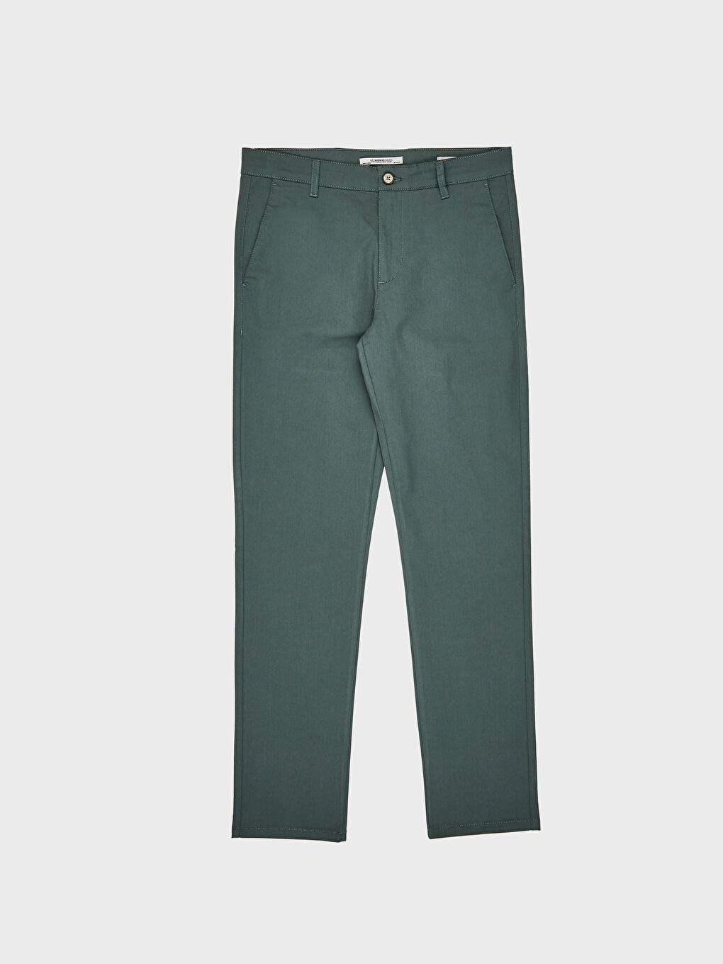 Yeşil Dar Kalıp Gabardin Chino Pantolon-1