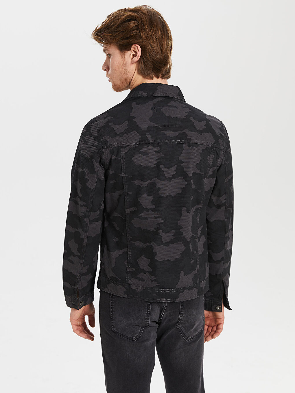Antrasit Slim Fit Kamuflaj Desenli Ceket-1