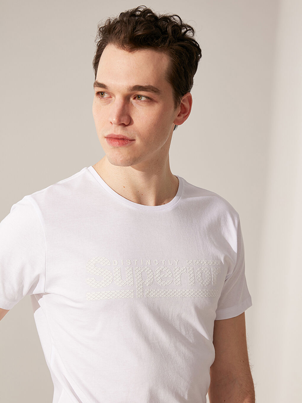 Beyaz Penye Erkek Tişört