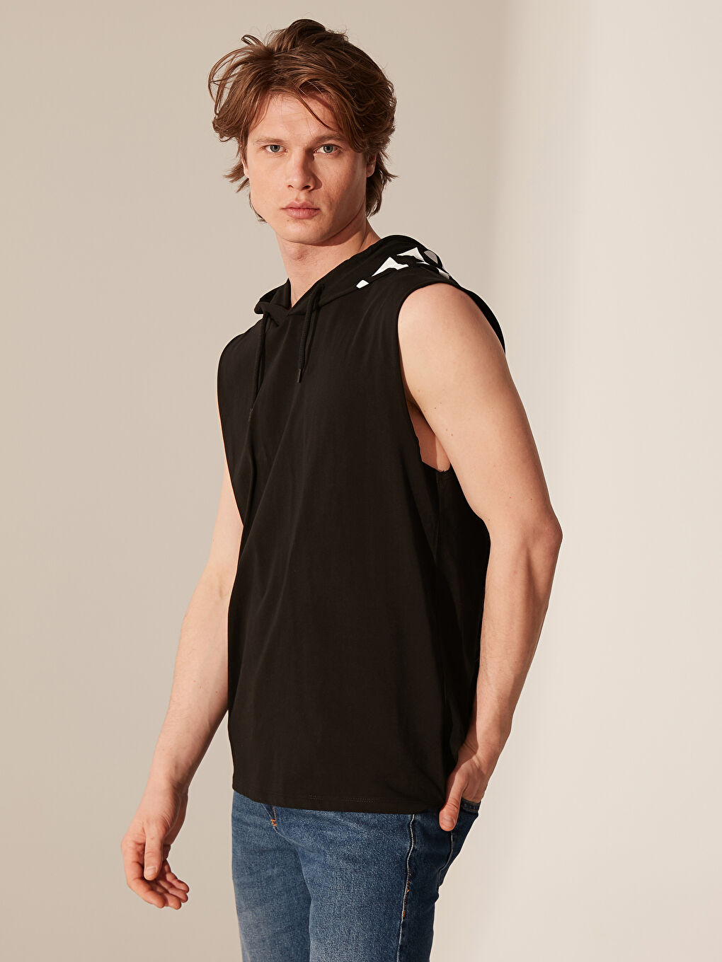 Siyah Penye Erkek Kolsuz Tişört