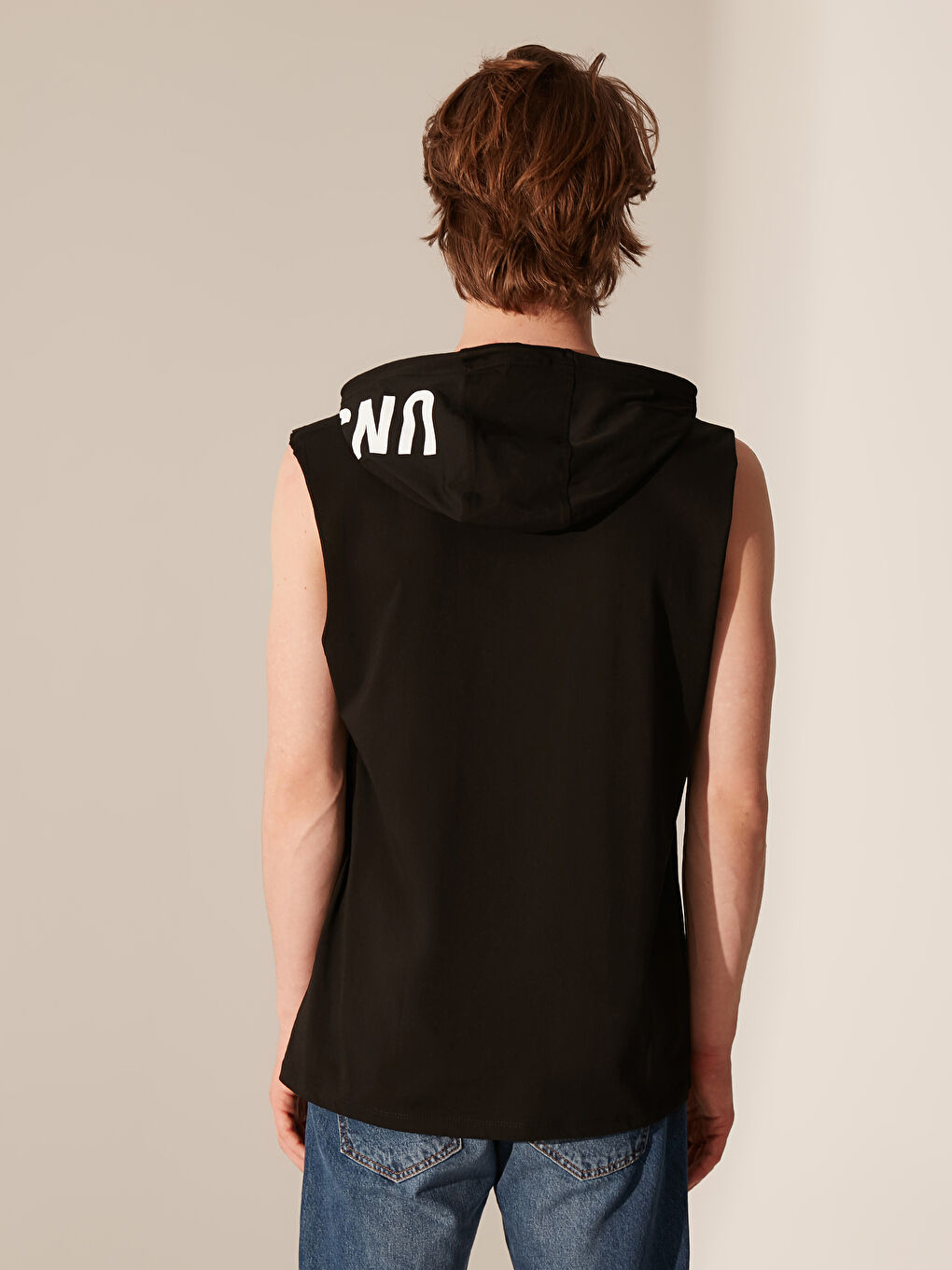 Siyah Penye Erkek Kolsuz Tişört-2