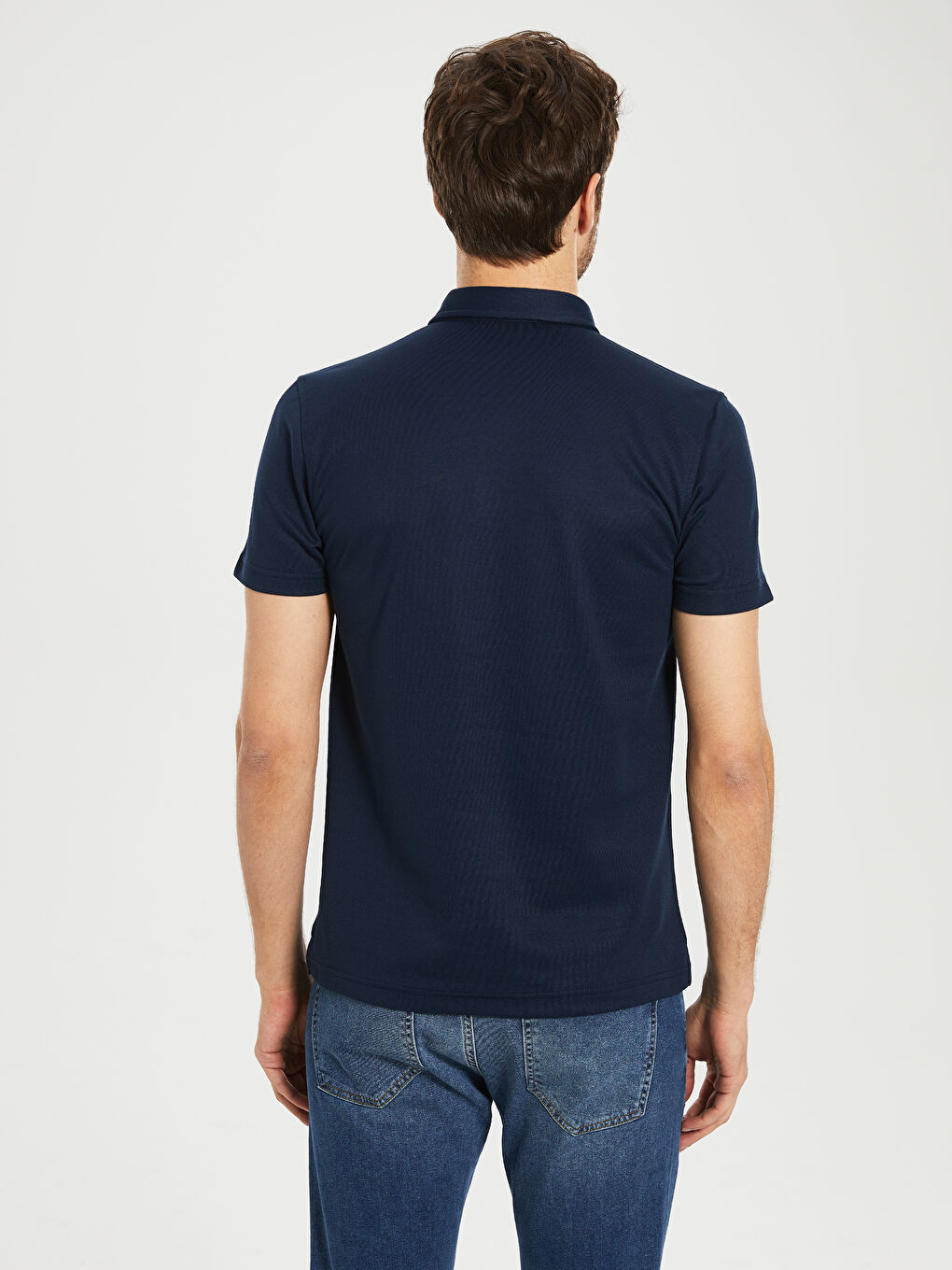 Lacivert Polo Yaka Kısa Kollu Tişört-2