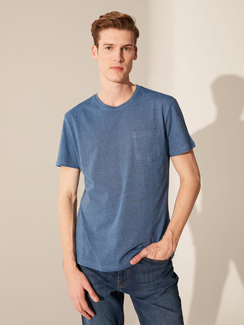 Lacivert Bisiklet Yaka Basic Kısa Kollu Tişört