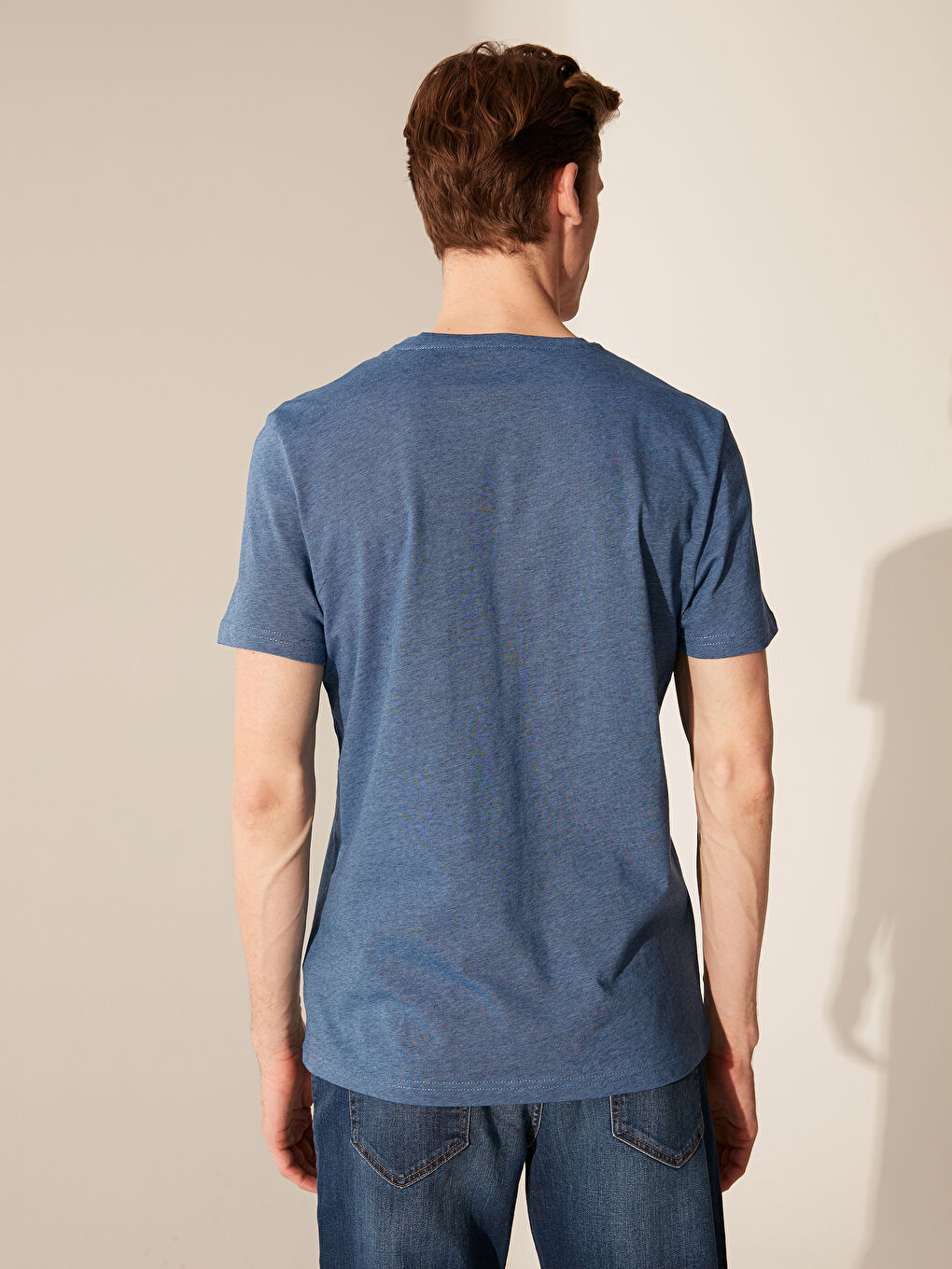 Lacivert Bisiklet Yaka Basic Kısa Kollu Tişört-2