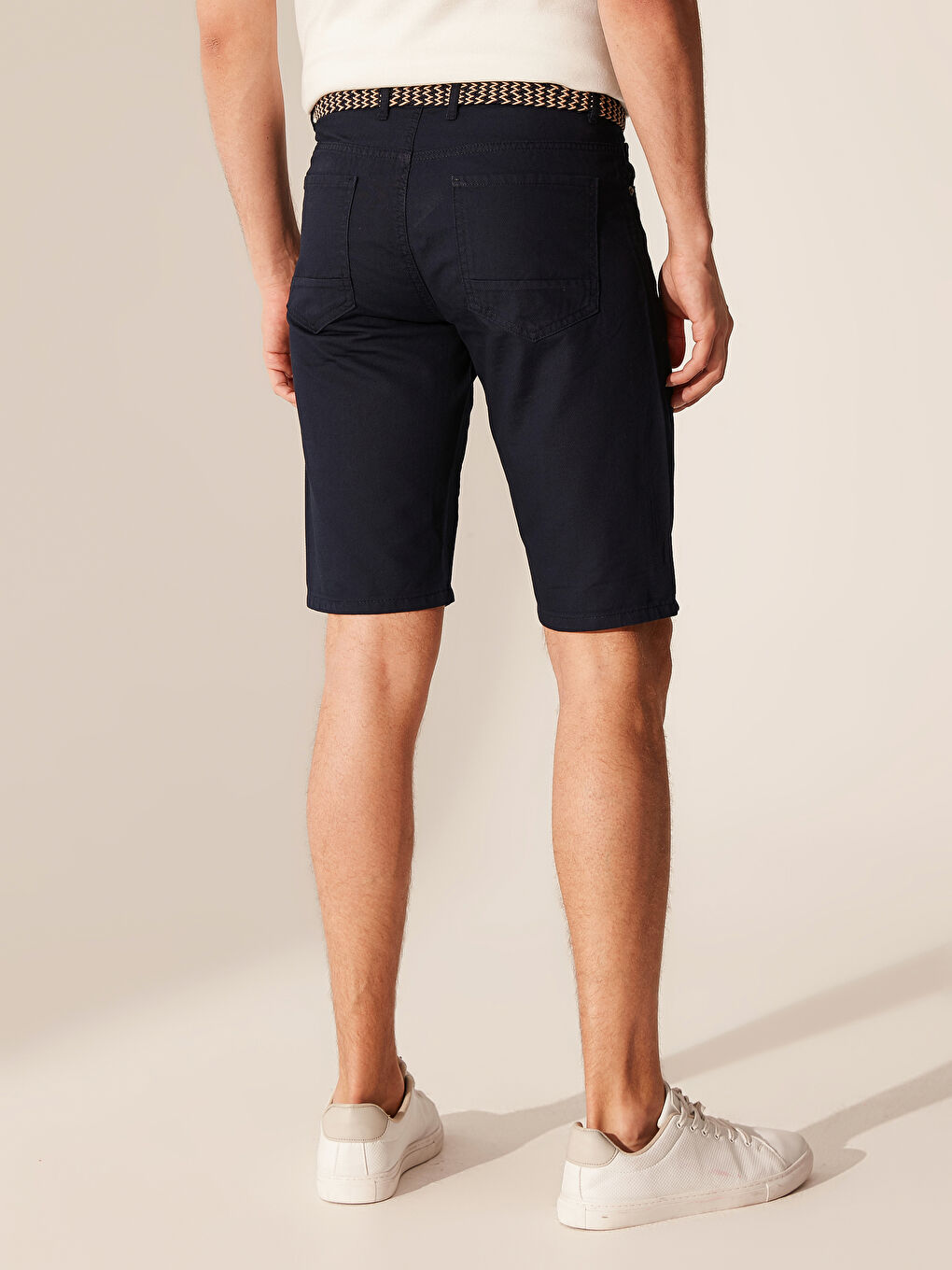 Lacivert Slim Fit Bermuda Erkek Şort-4