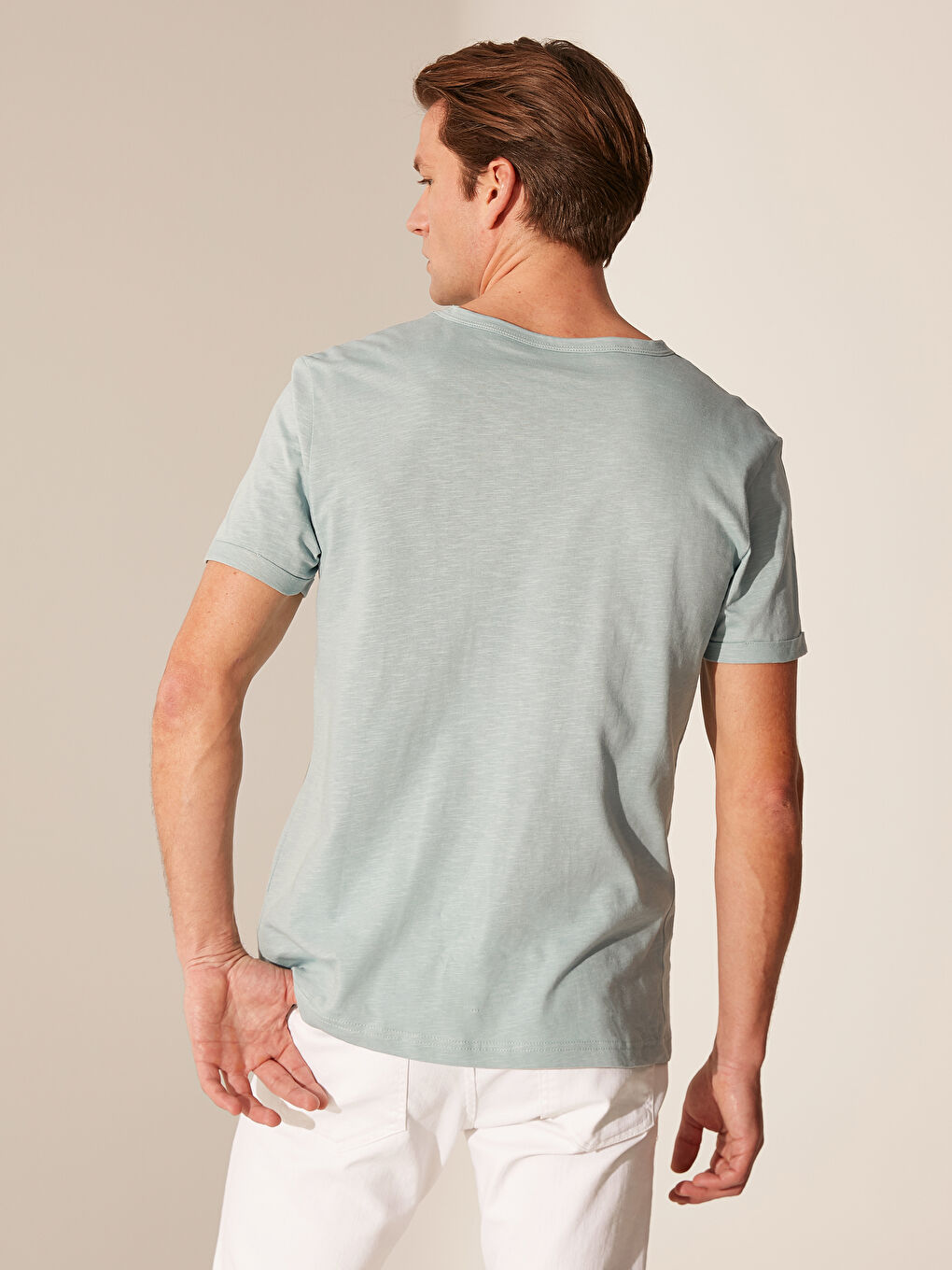 Mavi Bisiklet Yaka Kısa Kollu Basic Penye Erkek Tişört-2