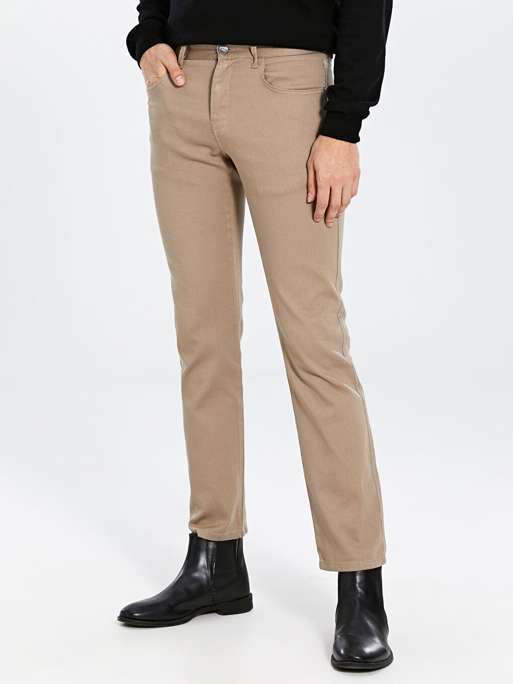 Kahverengi Standart Kalıp Erkek Pantolon-2