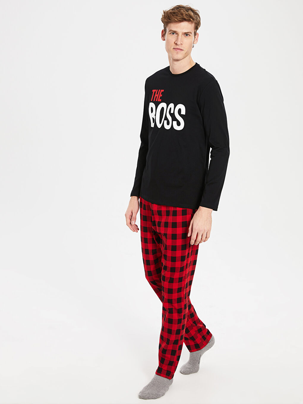 Kırmızı Standart Kalıp Erkek Pijama Takım-2