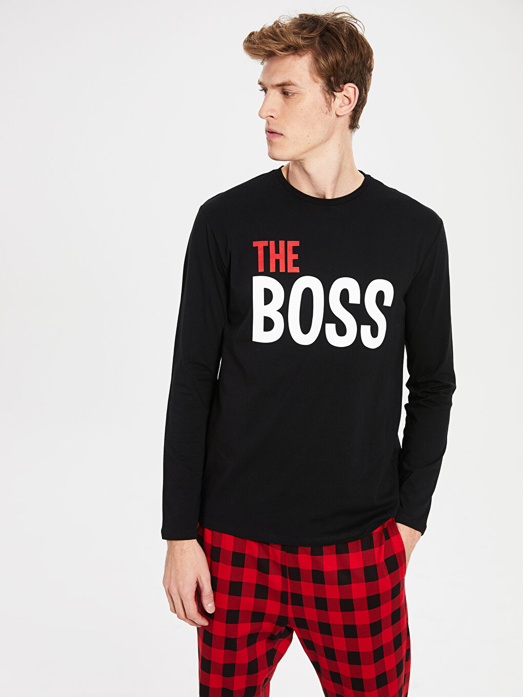 Kırmızı Standart Kalıp Erkek Pijama Takım-3