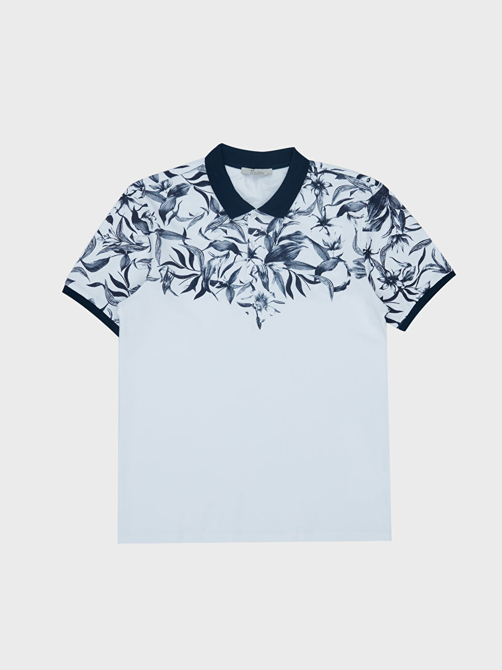 Beyaz Polo Yaka Kısa Kollu Pike Erkek Tişört-1