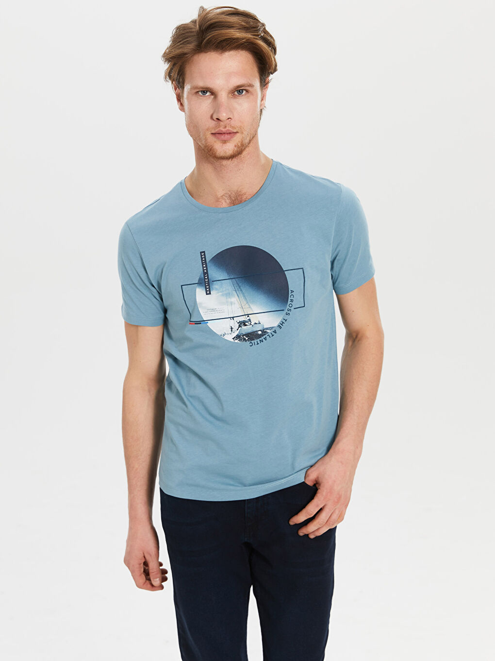 Mavi Penye Erkek Tişört