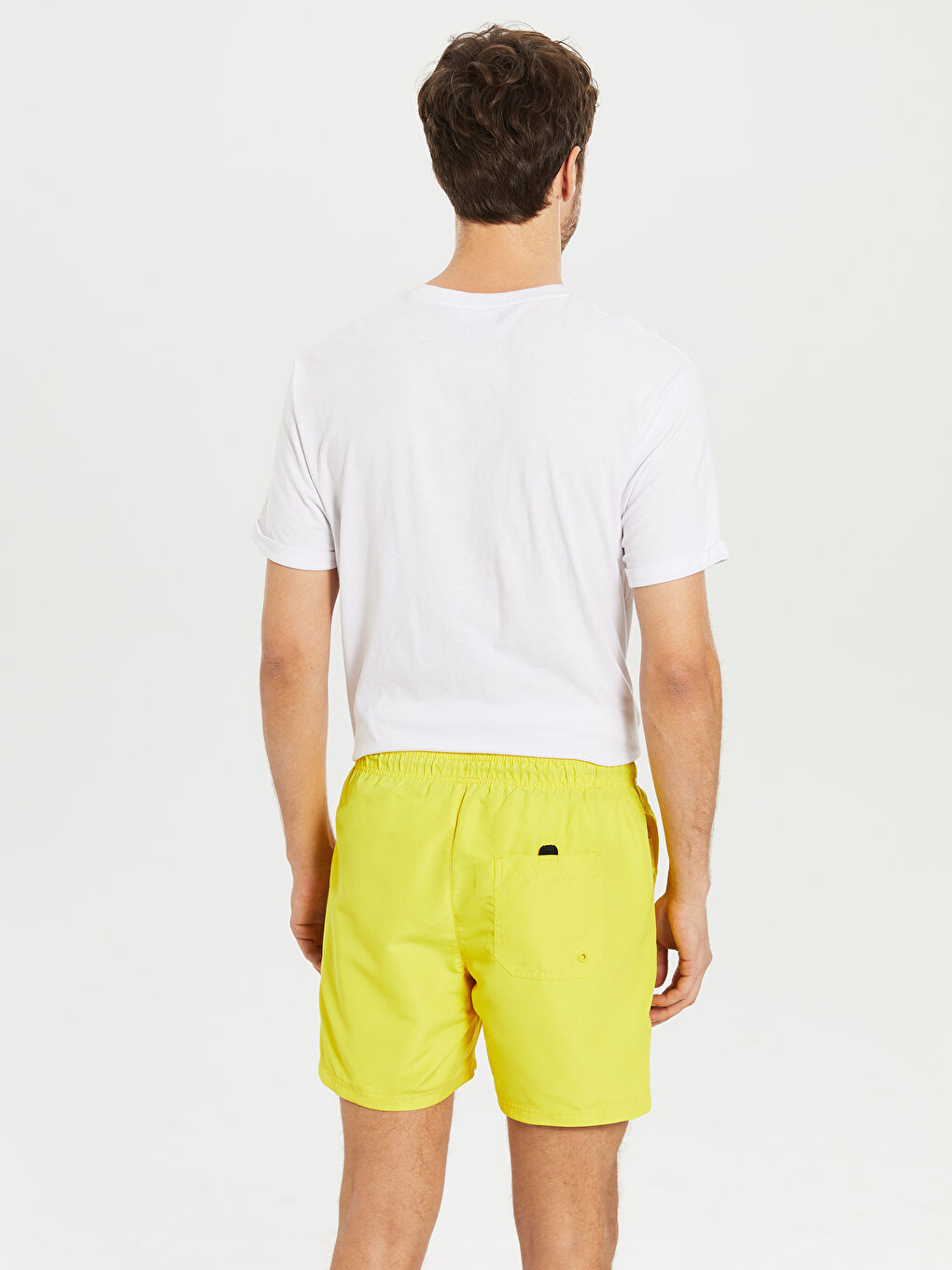 Sarı Diz Üstü Boy Basic Deniz Şortu  -2