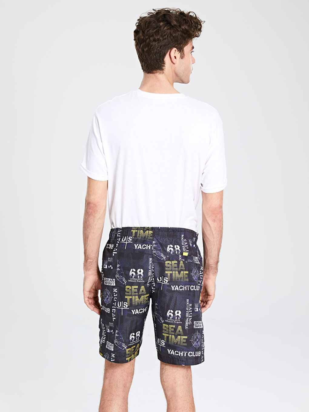 Antrasit Diz Hizasında Standart Kalıp Deniz Şortu-3