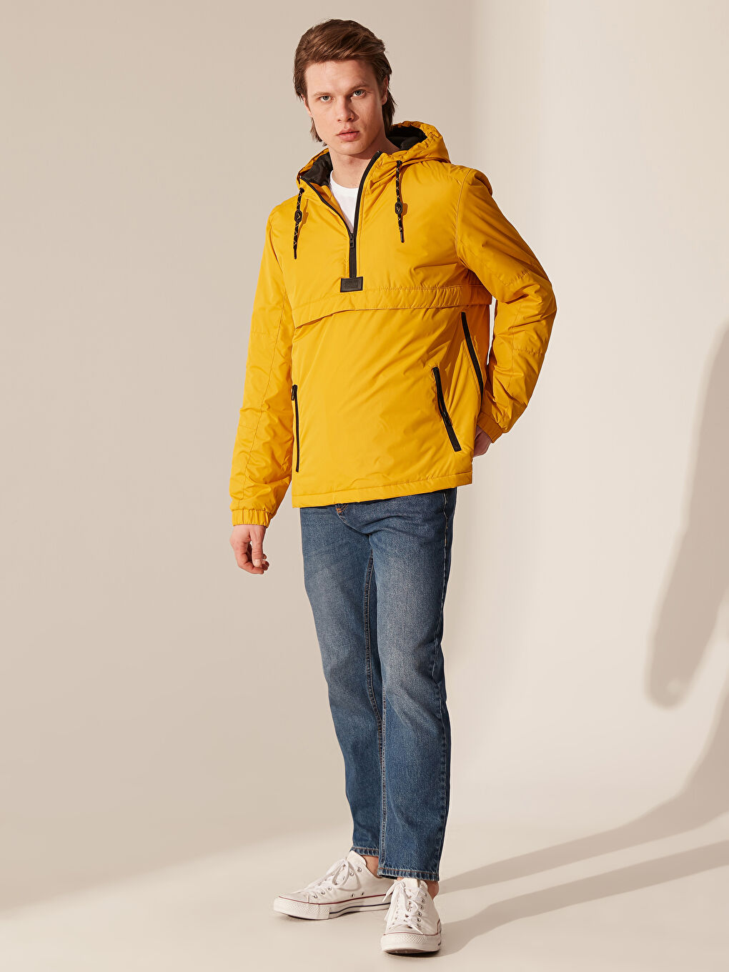 Slim Fit Hooded Thin Men's Kangaroo Coat-3