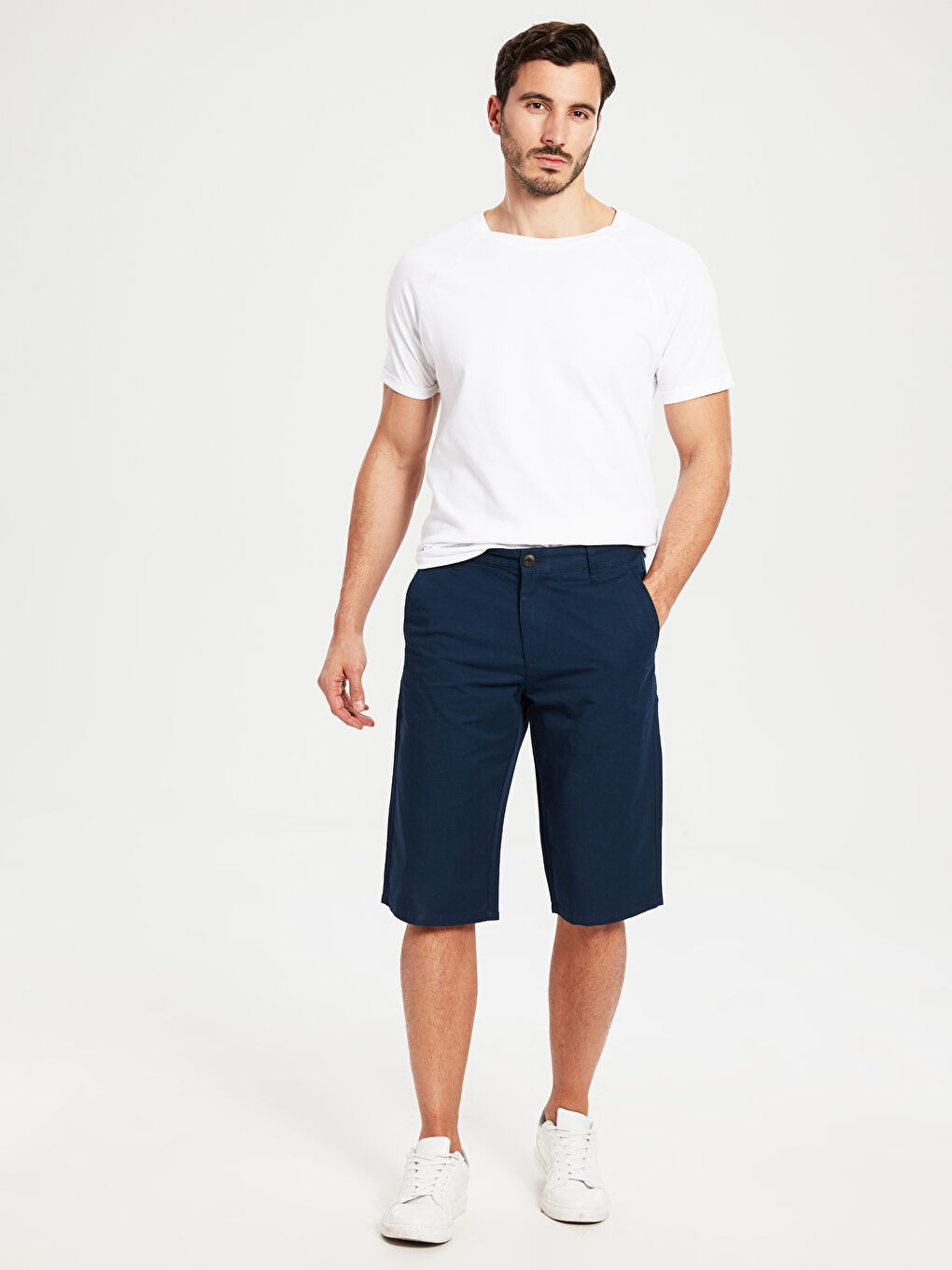 Short Bermuda Basique Coupe Régulière Pour Hommes-1