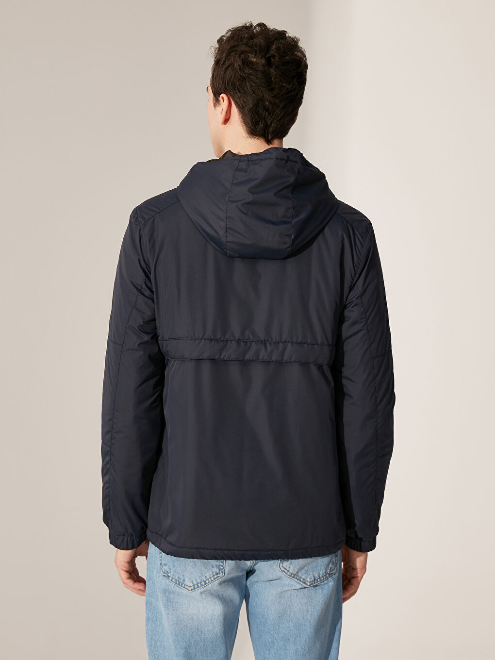 Lacivert Slim Fit Kapüşonlu Erkek Kanguru Mont-2